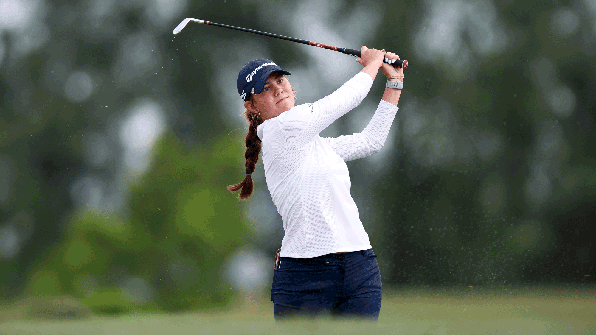 Asterisk Talley of the United States hits an approach shot on the 12th hole during the first round of the JM Eagle LA Championship presented by Plastpro at El Caballero Country Club on April 16, 2026 in Tarzana, California.