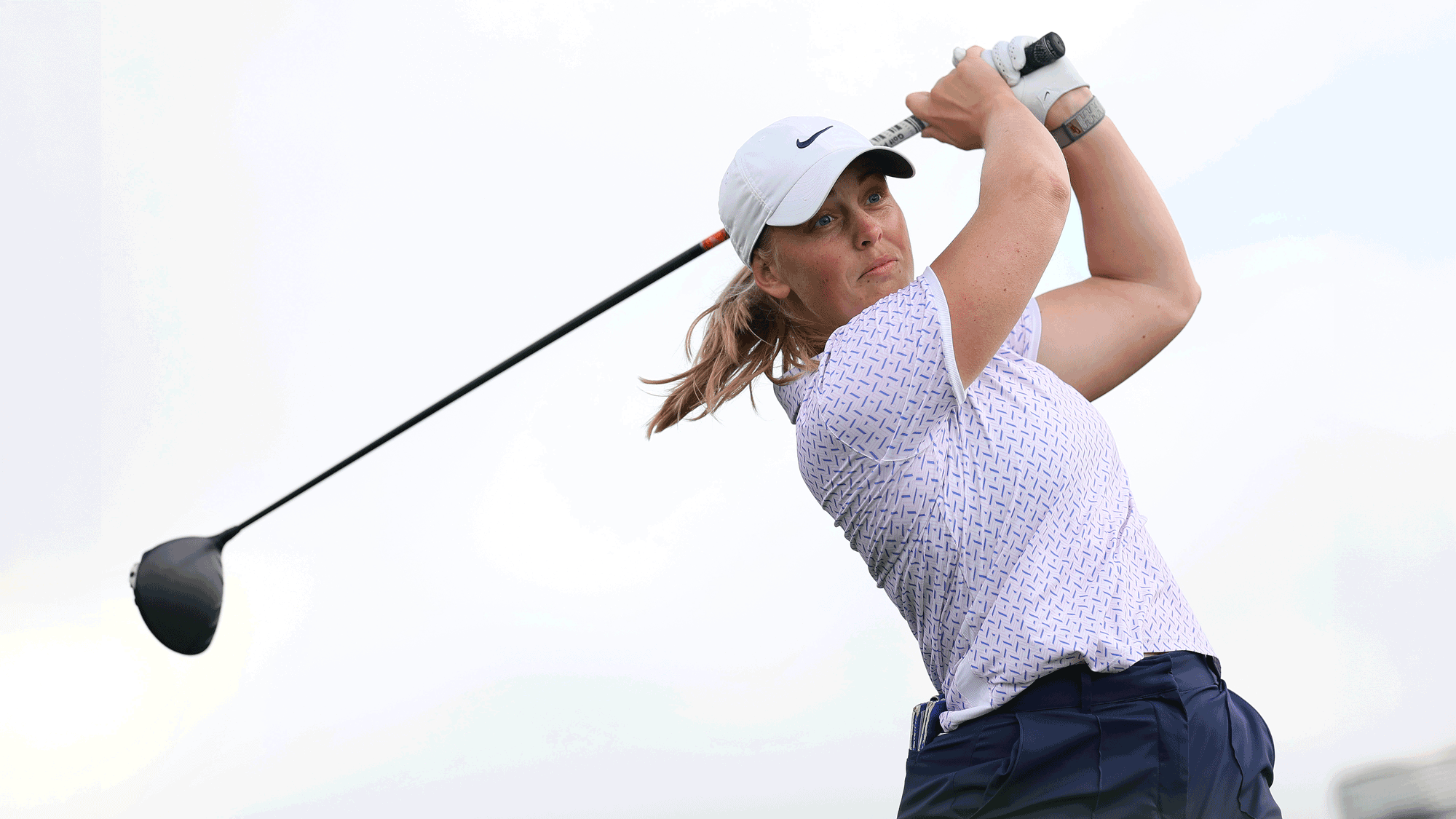 Maja Stark of Sweden plays her shot from the fourth tee during the first round of The Chevron Championship 2026 at Memorial Park Golf Course on April 23, 2026 in Houston, Texas.