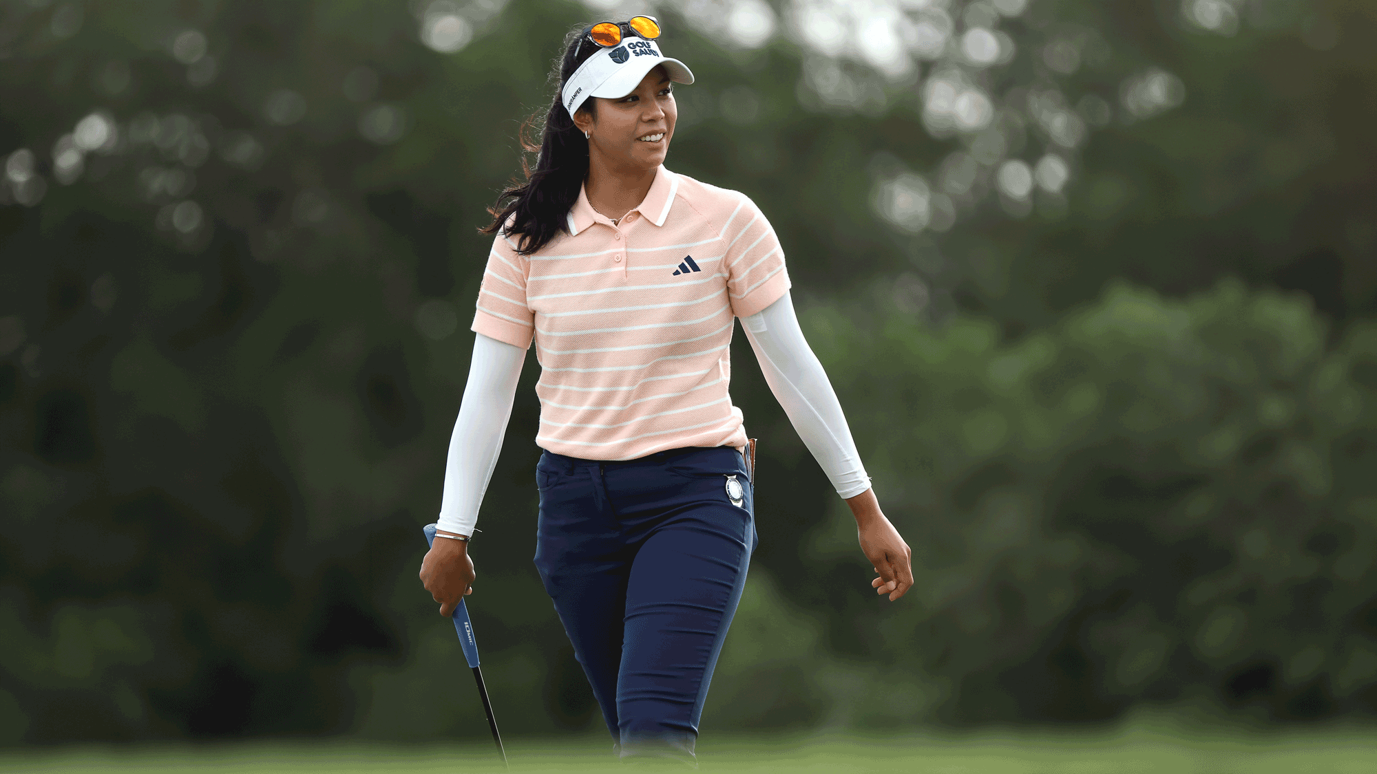 Patty Tavatanakit of Thailand looks on from the third green during the first round of The Chevron Championship 2026 at Memorial Park Golf Course on April 23, 2026 in Houston, Texas.