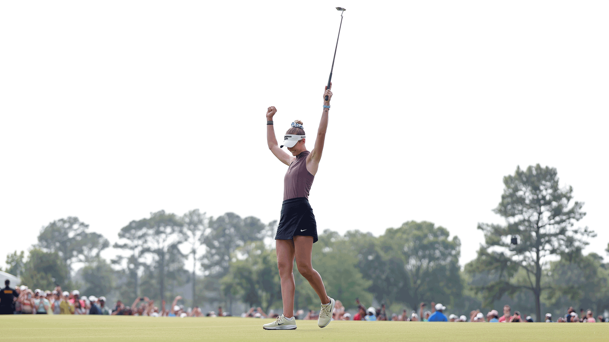 Nelly Korda of the United States celebrates after winning The Chevron Championship 2026 at Memorial Park Golf Course on April 26, 2026 in Houston, Texas.